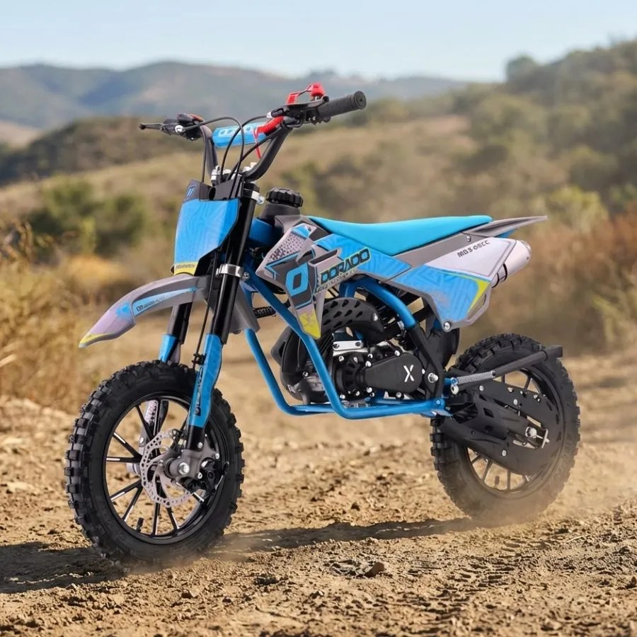 MINI MOTO Crianças MINICROSS gasolina DORADO MD3 49cc 2T 10/10" Com Limitador Velocidade Azul