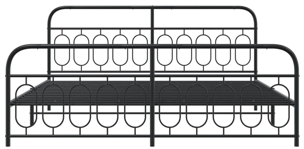Estrutura de cama com cabeceira e pés 200x200 cm metal preto