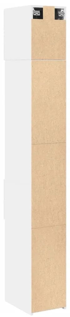 Armário de arrumação estreito derivados de madeira branco