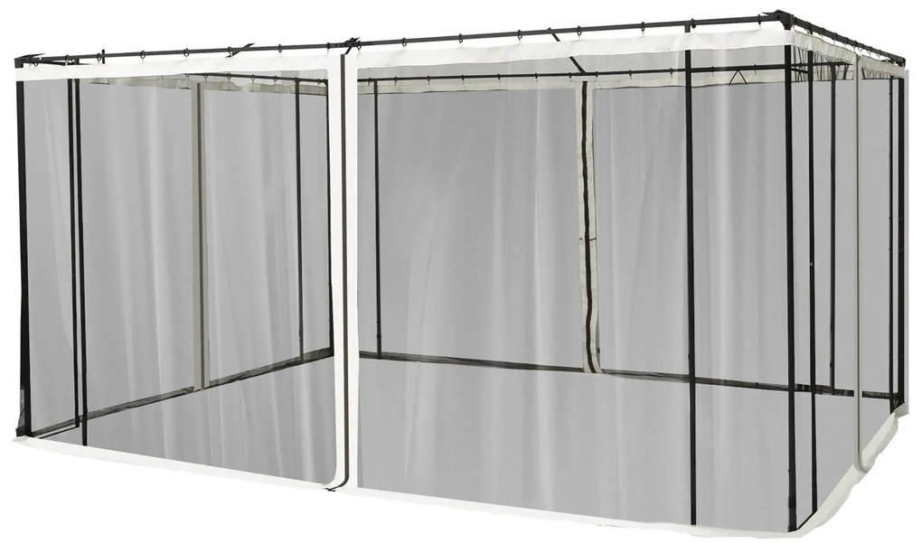 Outsunny 4 painéis laterais 335x207 cm para tenda de jardim com mosquiteira zíperes e anéis preto