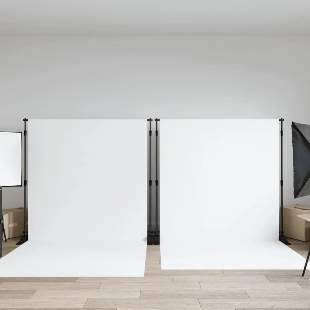 vidaXL Suportes para fundos fotográficos 2 pcs 254x243 cm aço preto