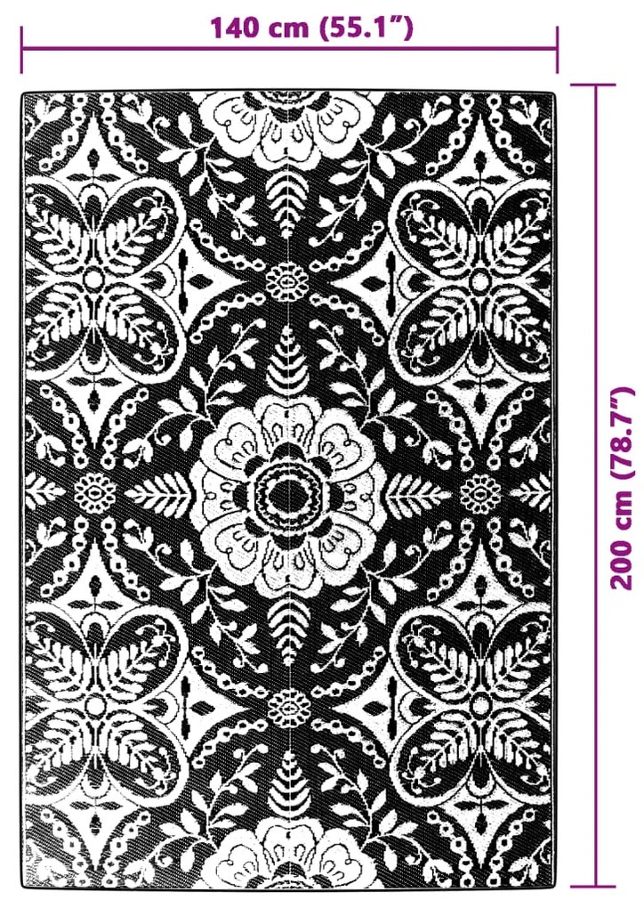 Tapete de exterior 140x200 cm ARAKIL PP cor-de-rosa