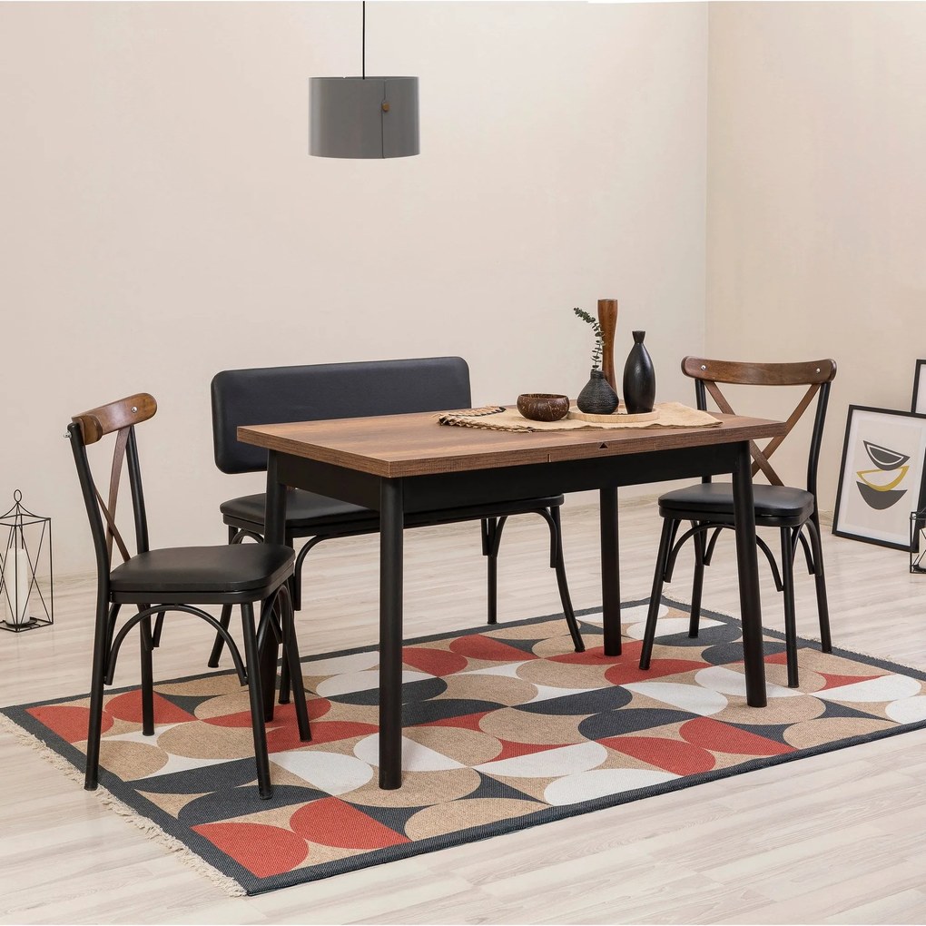 Conjunto de Mesa de Jantar Extensível e Cadeiras Oliver – Preto – Mesa