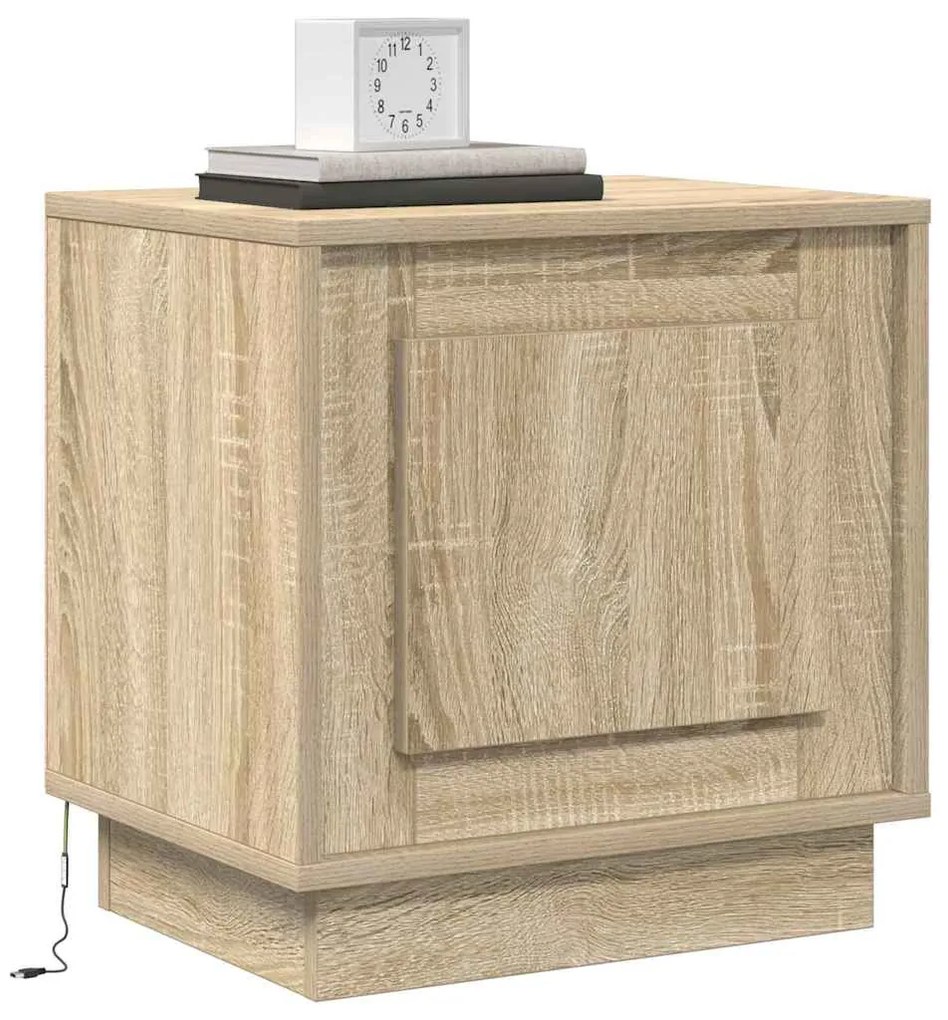 Criados-mudos com Luzes LED 2 pcs Carvalho Sonoma 44x34,5x45 cm