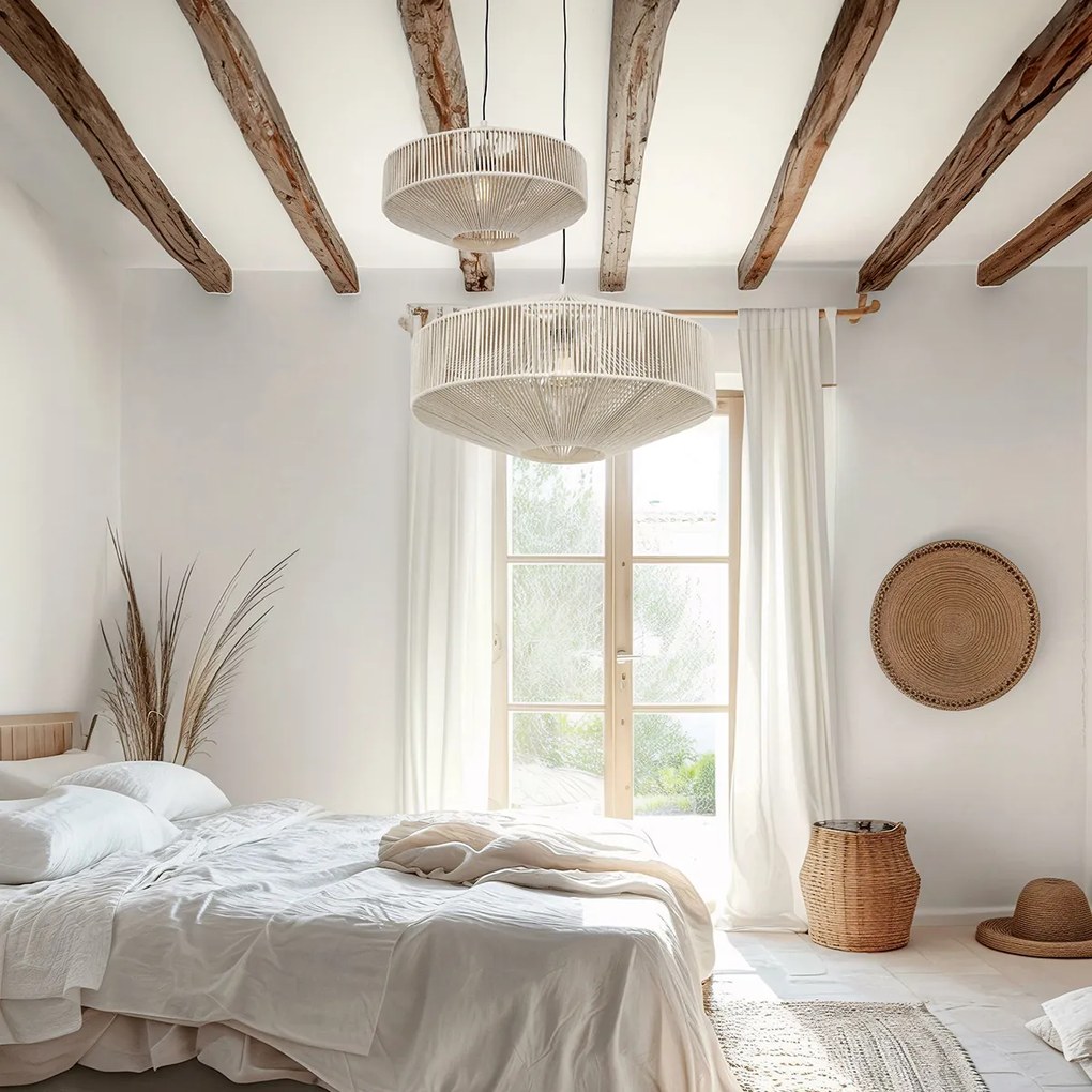 Candeeiro suspenso Japandi Corda Castanho 61cm - Svea