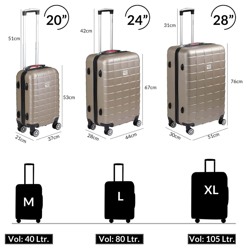 Conjunto de 2 malas viagem rígidas Exopack ABS champanhe