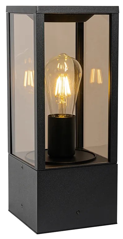 Candeeiro de pé exterior preto com vidro fumê 40 cm IP44 - Charlois Moderno