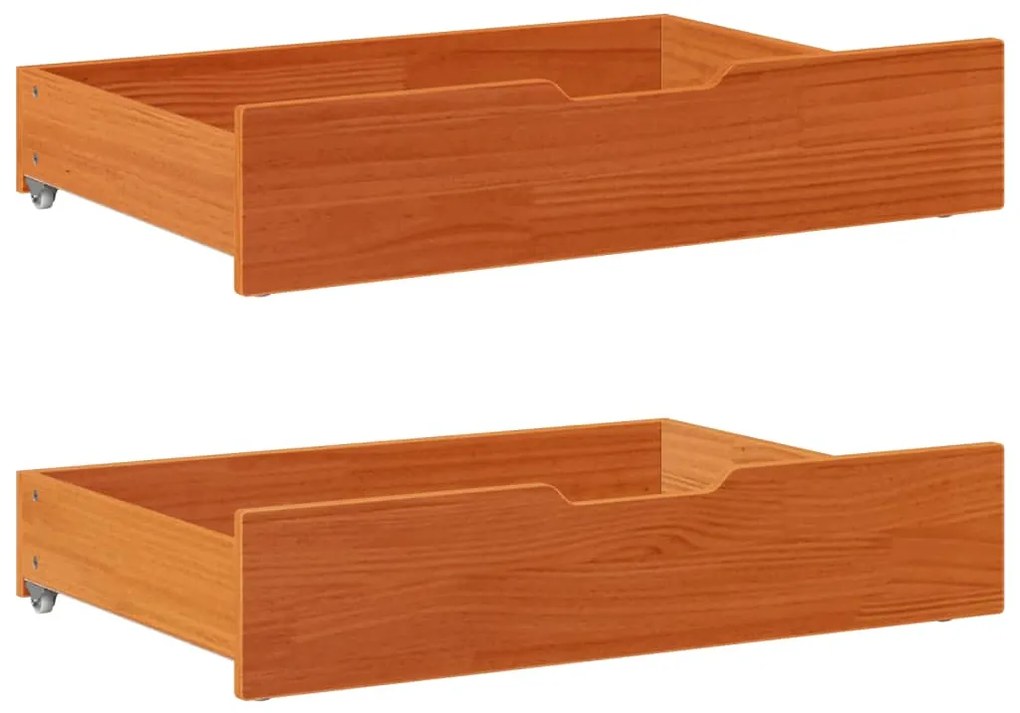 Gavetas para cama 2 pcs 80x55x16 cm pinho maciço castanho-mel