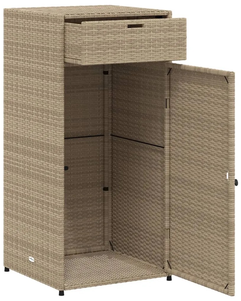 Armário de arrumação para jardim 55x55x111 cm vime PE bege