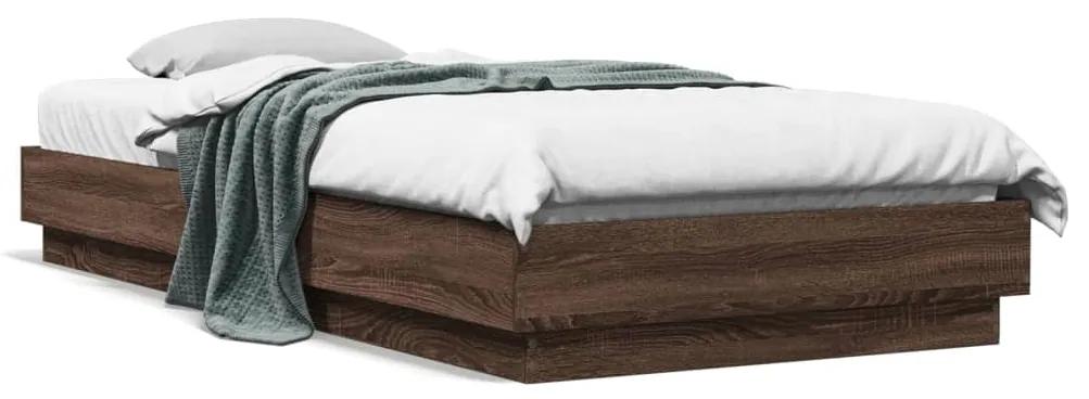 Estrutura de cama 90x200 cm derivados madeira carvalho castanho