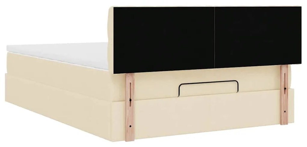 Cama otomana com colchão 140x200 cm tecido creme