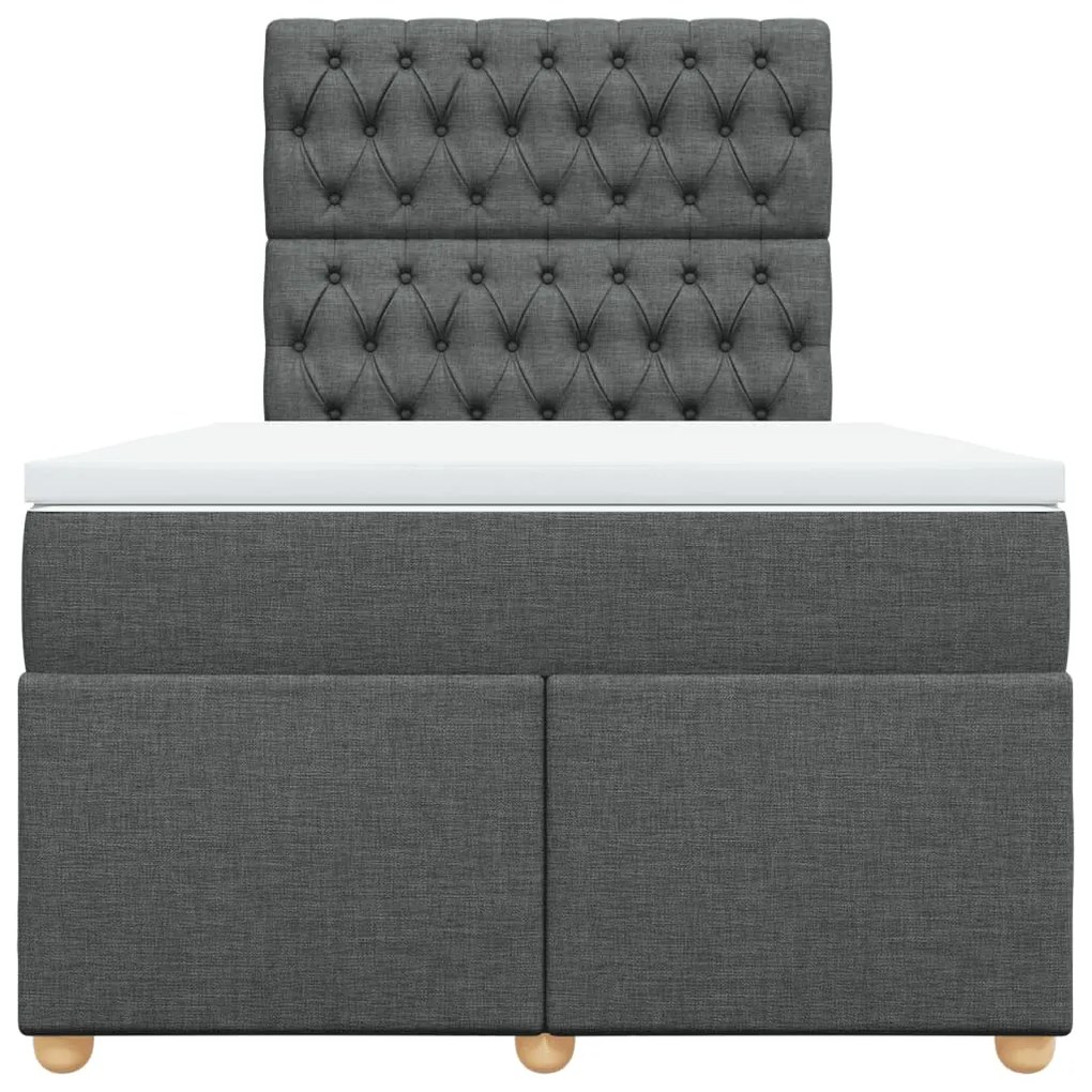 Cama boxspring com colchão 120x190 cm tecido cinzento-escuro