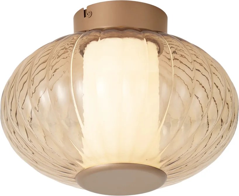 Candeeiro de Teto de Design Latão 28cm com Vidro Âmbar Incl. LED Dimerizável em 3 Níveis - Margherite