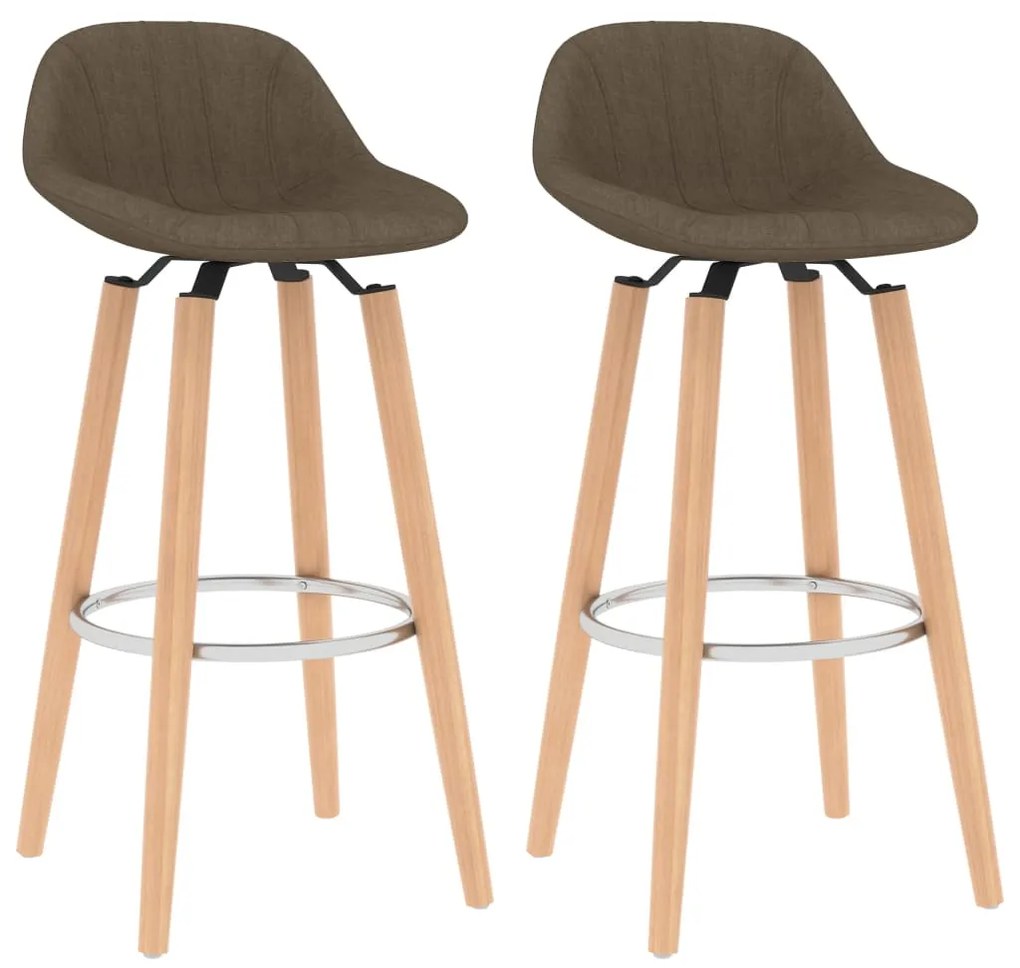 vidaXL Bancos de bar 2 pcs tecido castanho
