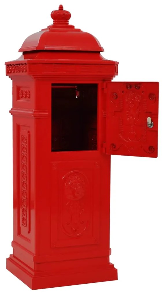 Caixa correio coluna vintage alumínio inoxidável vermelho