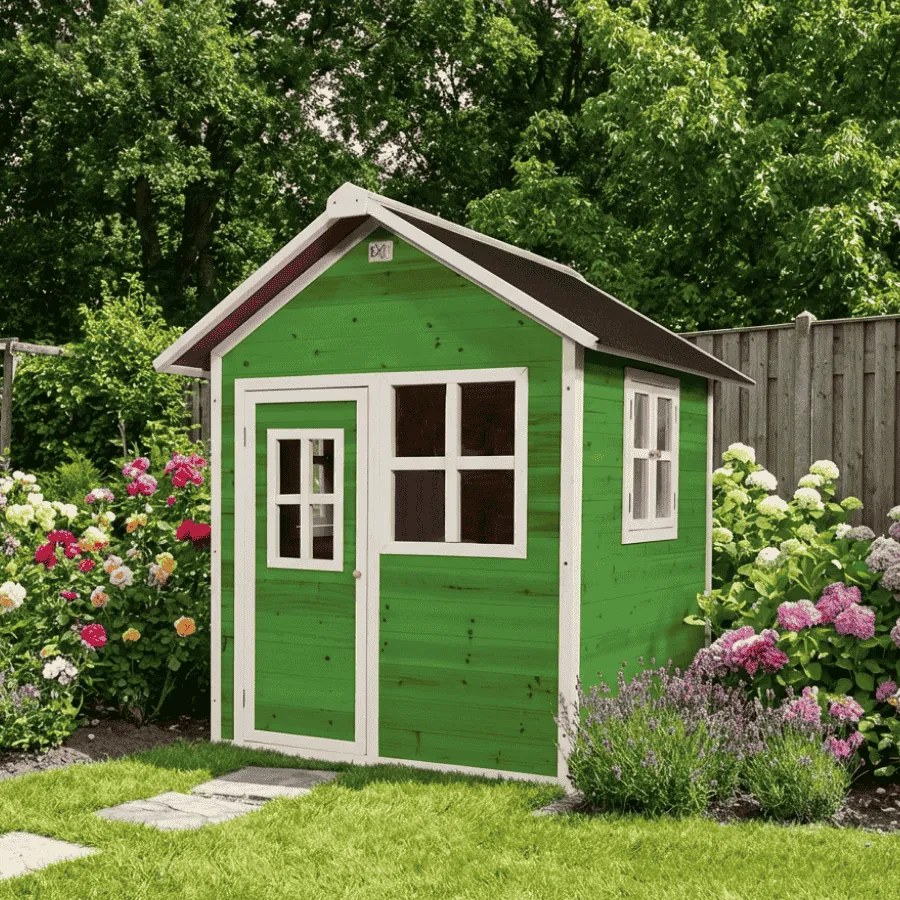 Casa de brincar infantil exterior para crianças Loft 100 em madeira - Verde