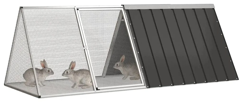 Gaiola p/ coelhos 201,5x80,5x71 cm aço galvanizado antracite