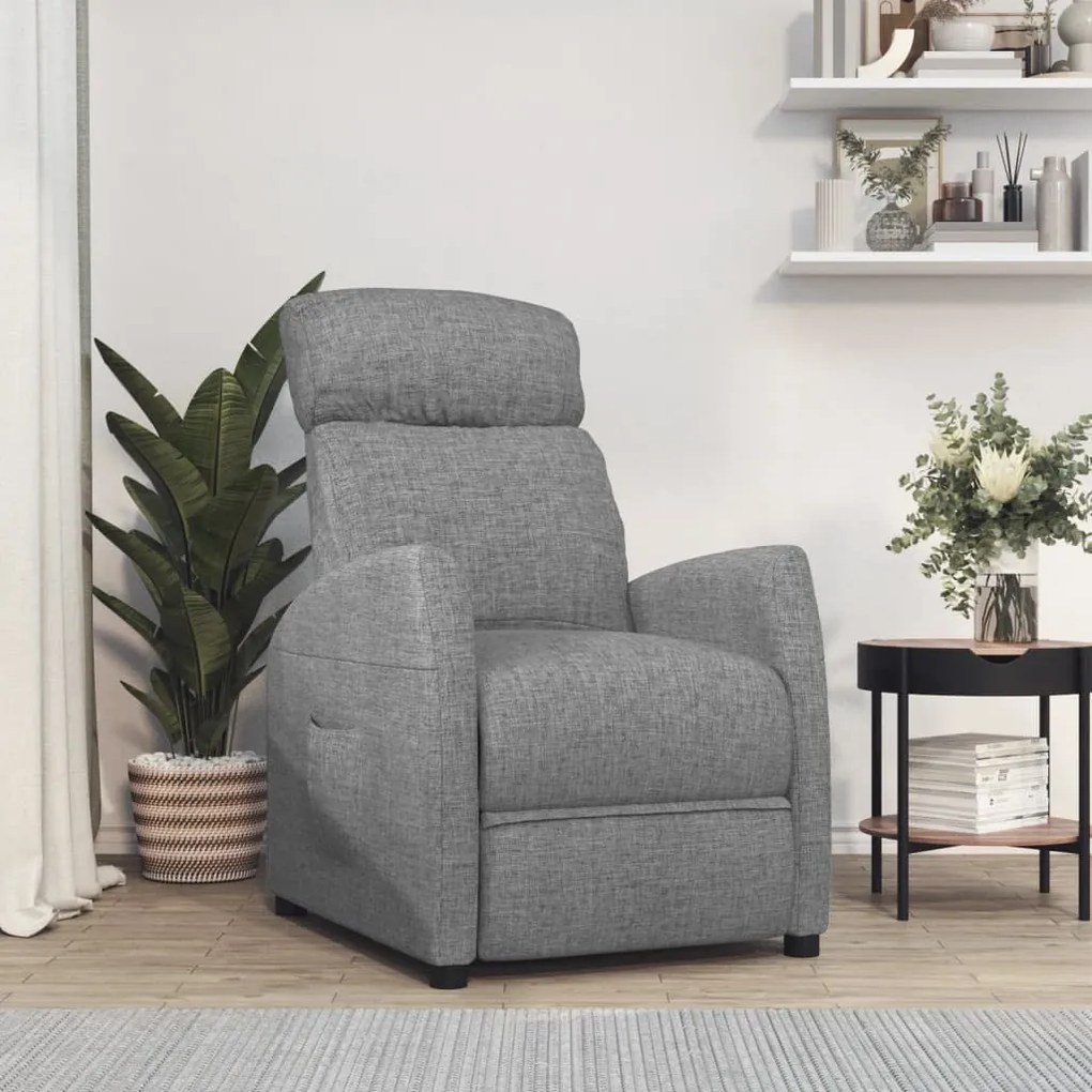 289696 vidaXL Poltrona reclinável tecido cinzento-claro
