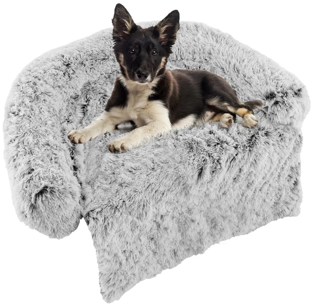 Capa protetora para sofá com tapete fofo para cachorro, capa removível e lavável, com fundo antiderrapante, branco, S