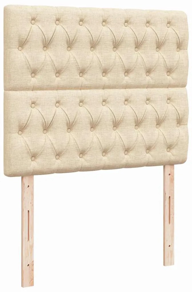 Cama box spring c/ colchão e LED 120x190 cm tecido cor creme