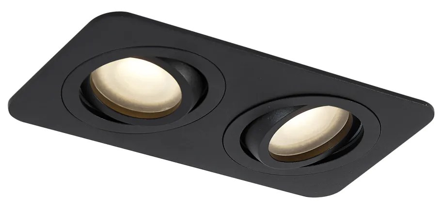 Foco embutido redondo preto GU10 50mm giratório e inclinável IP44 2 luzes - Alberto Moderno