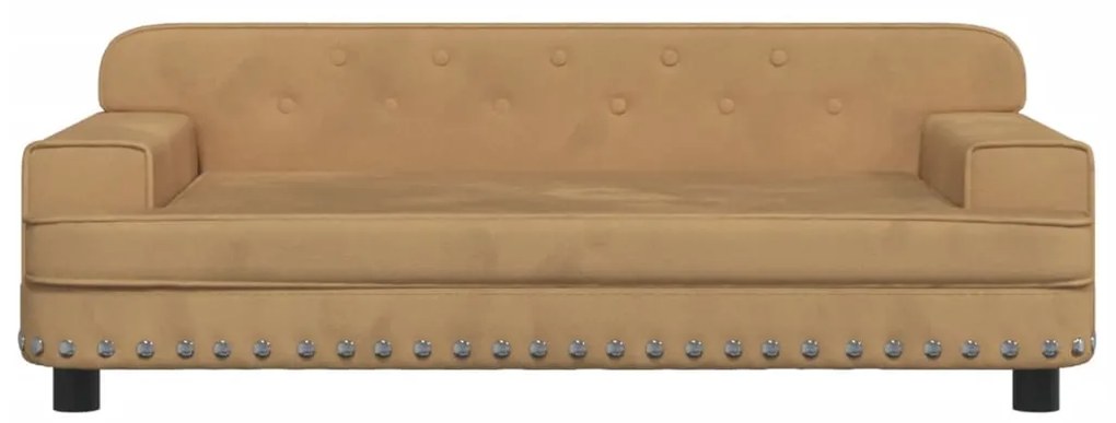Sofá infantil 90x53x30 cm veludo castanho
