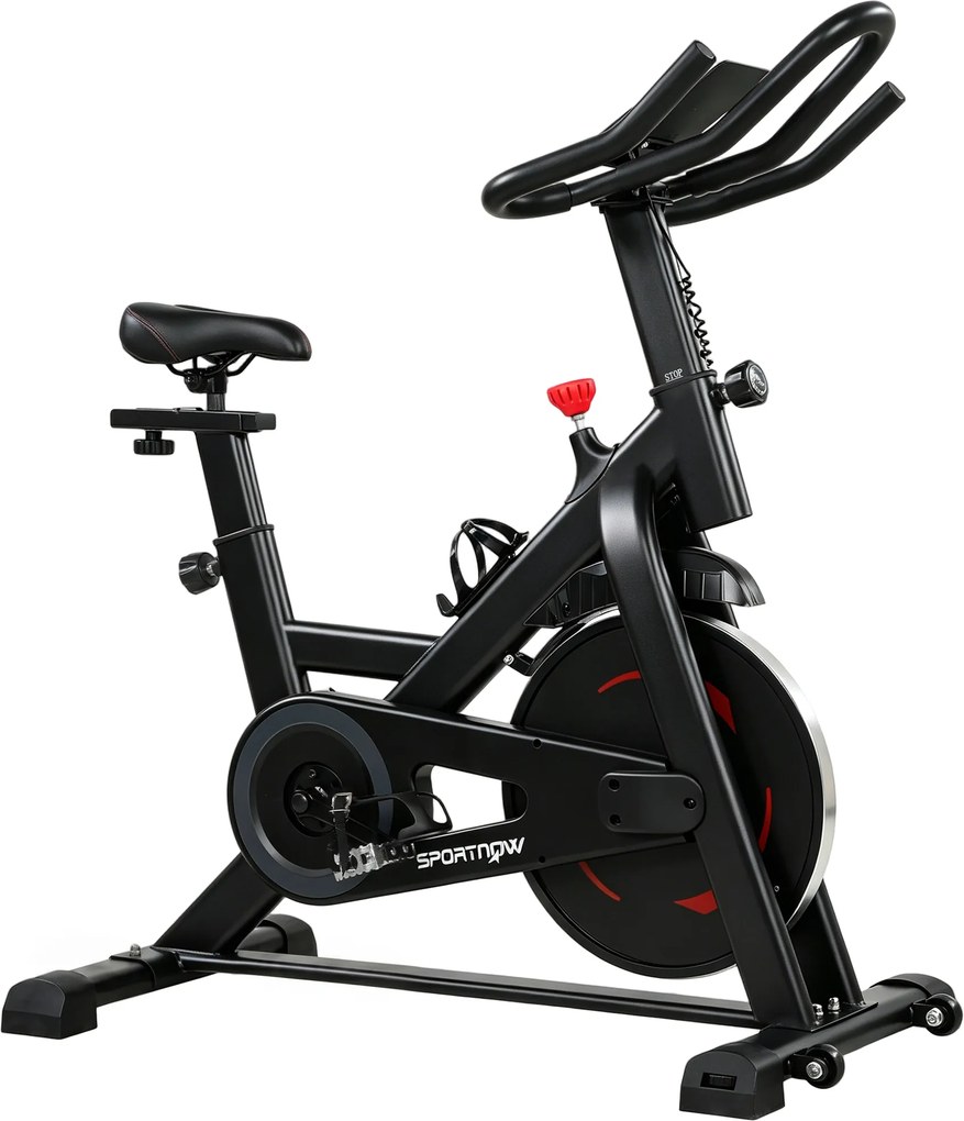 SPORTNOW Bicicleta Estática para Casa com APP Resistência Magnética Ajustável Ecrã LCD Assento e Guiador Ajustáveis Rodas | Aosom Portugal