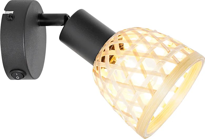 Projetores orientais pretos com bambu e interruptor - Rayan