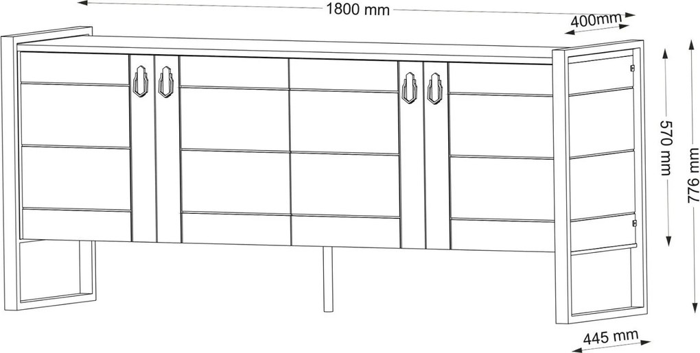 Aparador Lost – Nogueira (180 x 77,6 x 44,5 cm) | Estilo Moderno com F