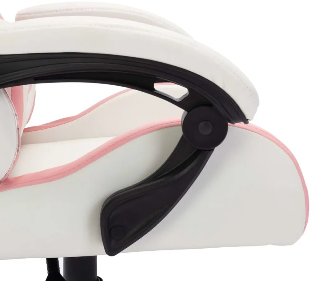 Cadeira estilo corrida c/ luzes LED RGB couro artif. rosa/preto