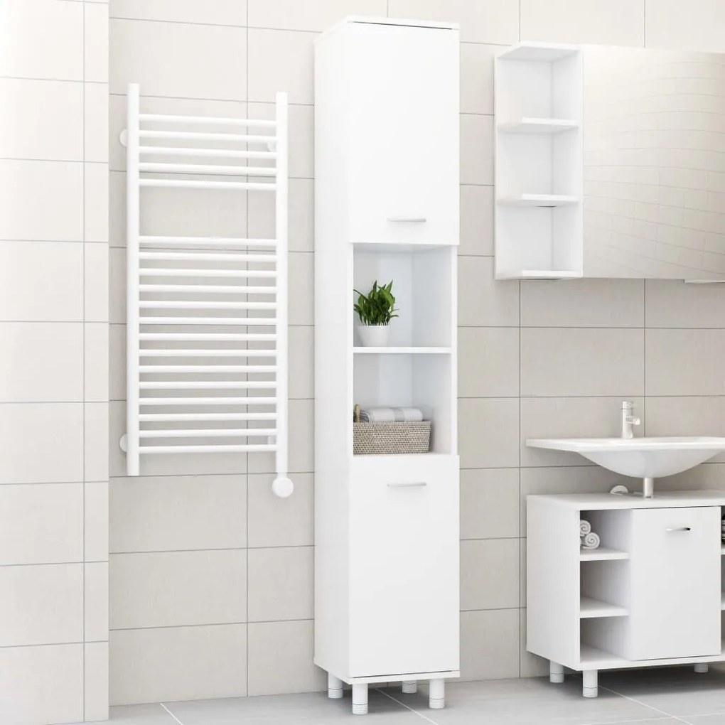 vidaXL Armário casa de banho derivados de madeira branco brilhante
