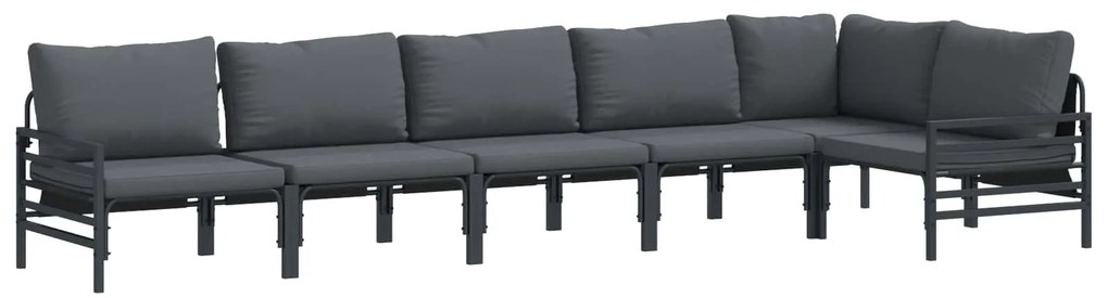 vidaXL Conjunto de Sofá de Jardim com almofada 6 pcs Preto Aço