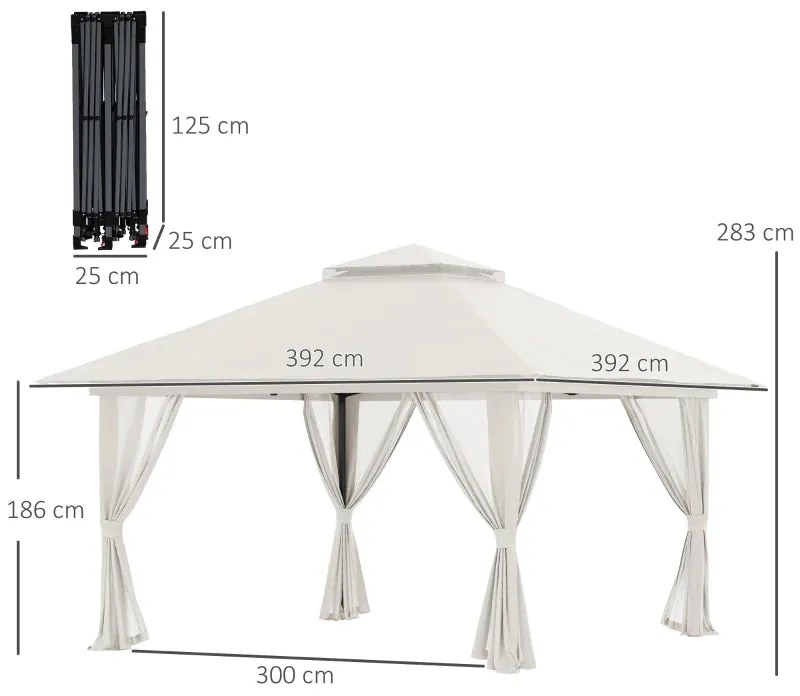 Tenda / Pérgola Dobrável Pop-UP 4x4 com Altura Ajustável, Proteção UV5