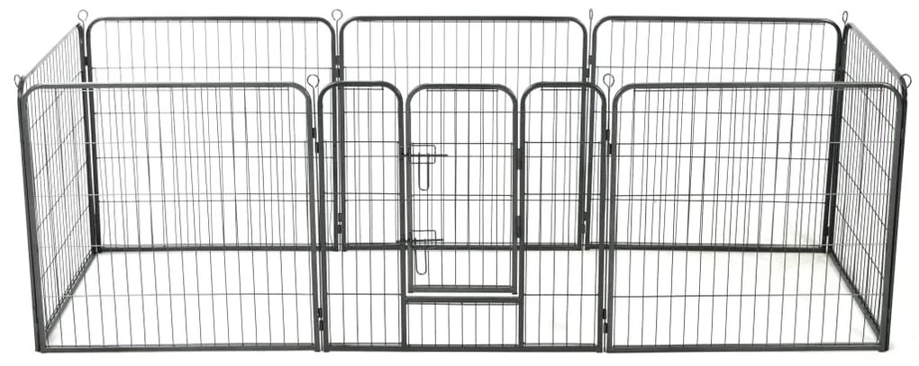 vidaXL Parque para cães 8 painéis aço 80x80 cm preto