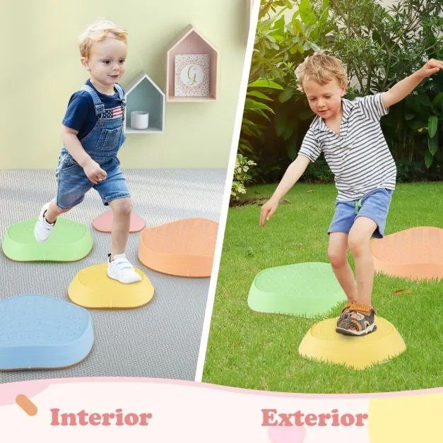 Pedras de equilíbrio para crianças, 5 peças com superfície antiderrapante e bolsa de armazenamento para habilidades motoras, força multicolor 1