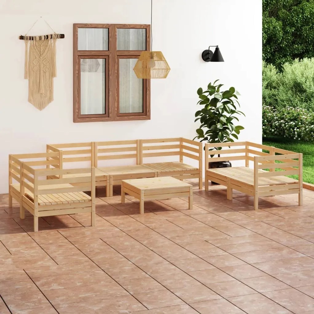 vidaXL 8 pcs conjunto lounge de jardim pinho maciço