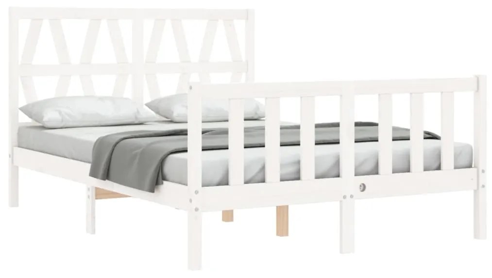 Estrutura de cama com cabeceira 120x200cm madeira maciça branco