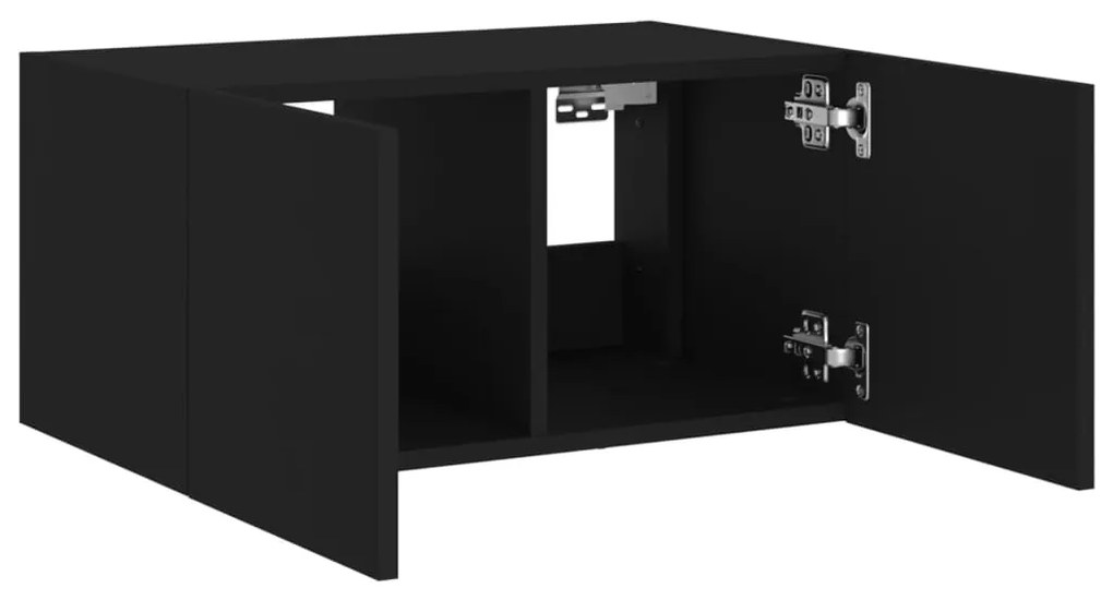 Móvel de parede para TV com luzes LED 60x35x31 cm preto
