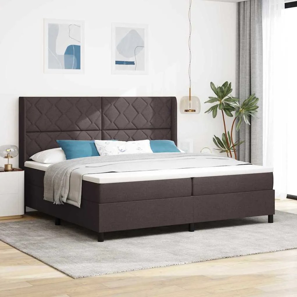 vidaXL Cama Box com Colchão Castanho Escuro 200x200 cm de Tecido