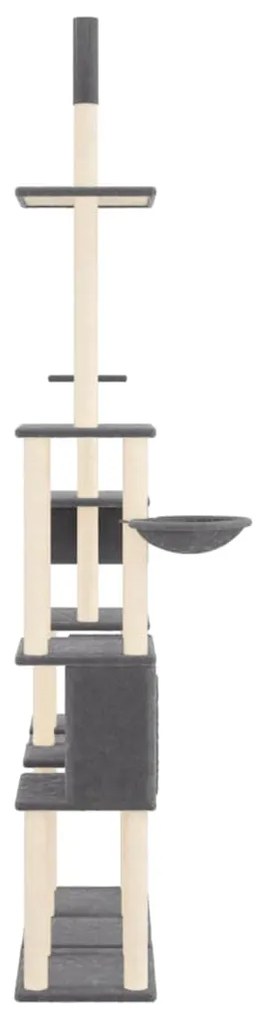 Árvore p/ gatos c/ postes arranhadores sisal 279cm cinza-escuro