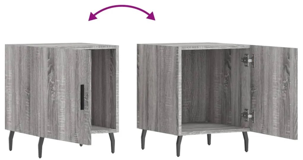 Mesa cabeceira 40x40x50 cm derivados de madeira cinzento sonoma