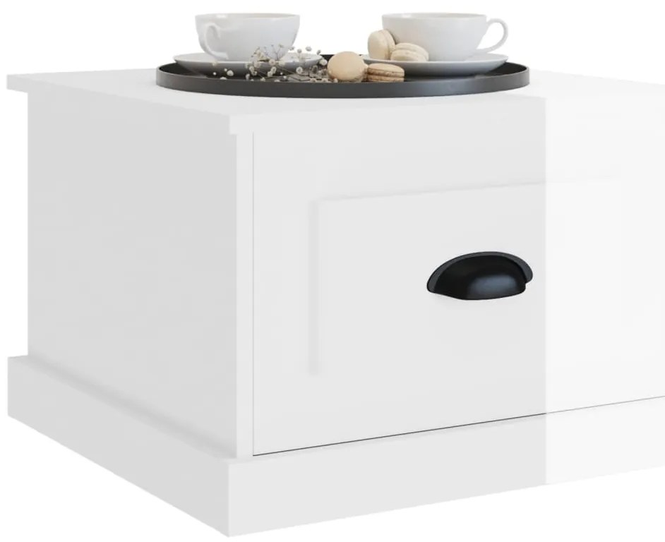 Mesa de centro 50x50x35 cm derivados madeira branco brilhante