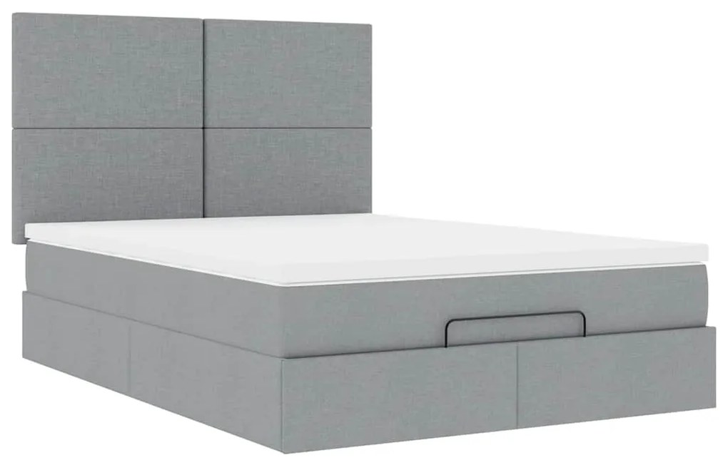 Estrutura de cama otomana com colchão 140x190 cm cinzento claro