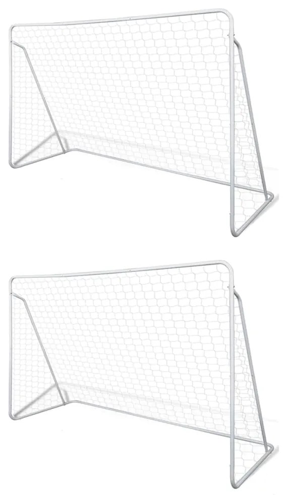 276045 vidaXL Balizas de futebol com redes 2 pcs aço 240x90x150 cm