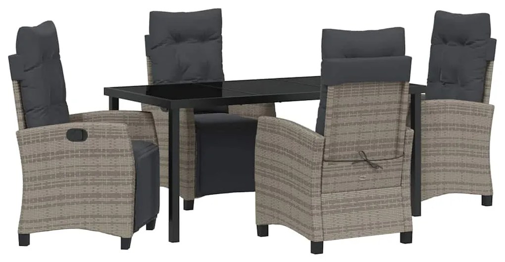 Conjunto de Jantar de Jardim com 5 Peças em Polyrattan Cinza