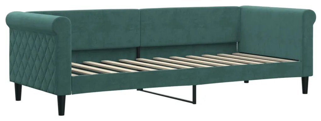 Sofá-cama c/ gavetão e gavetas 80x200cm veludo verde-escuro