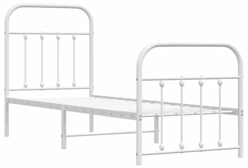 Estrutura de cama com cabeceira e pés 75x190 cm metal branco