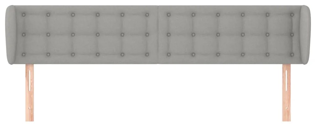 Cabeceira de cama c/ abas tecido 203x23x78/88 cm cinzento-claro