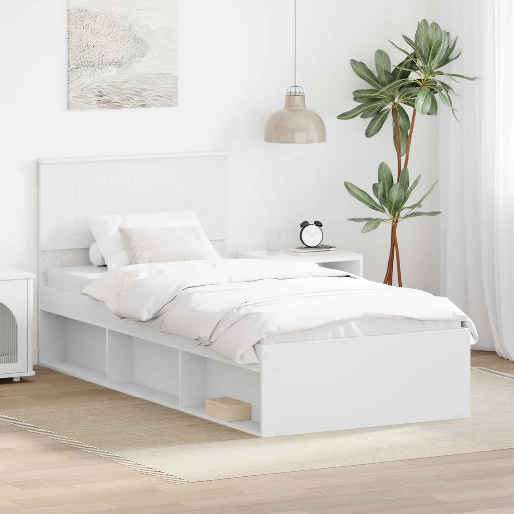 vidaXL Estrutura da Cama Branco 90 x 190 cm Madeira de Pinheiro Sólida