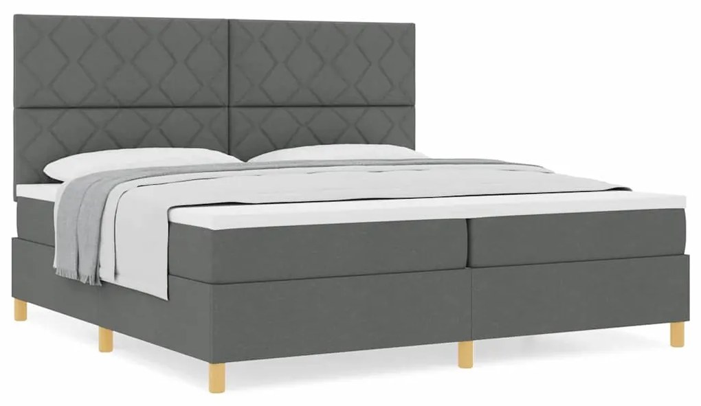 Cama Box Spring com Colchão Cinza Escuro 200x200 cm Tecido